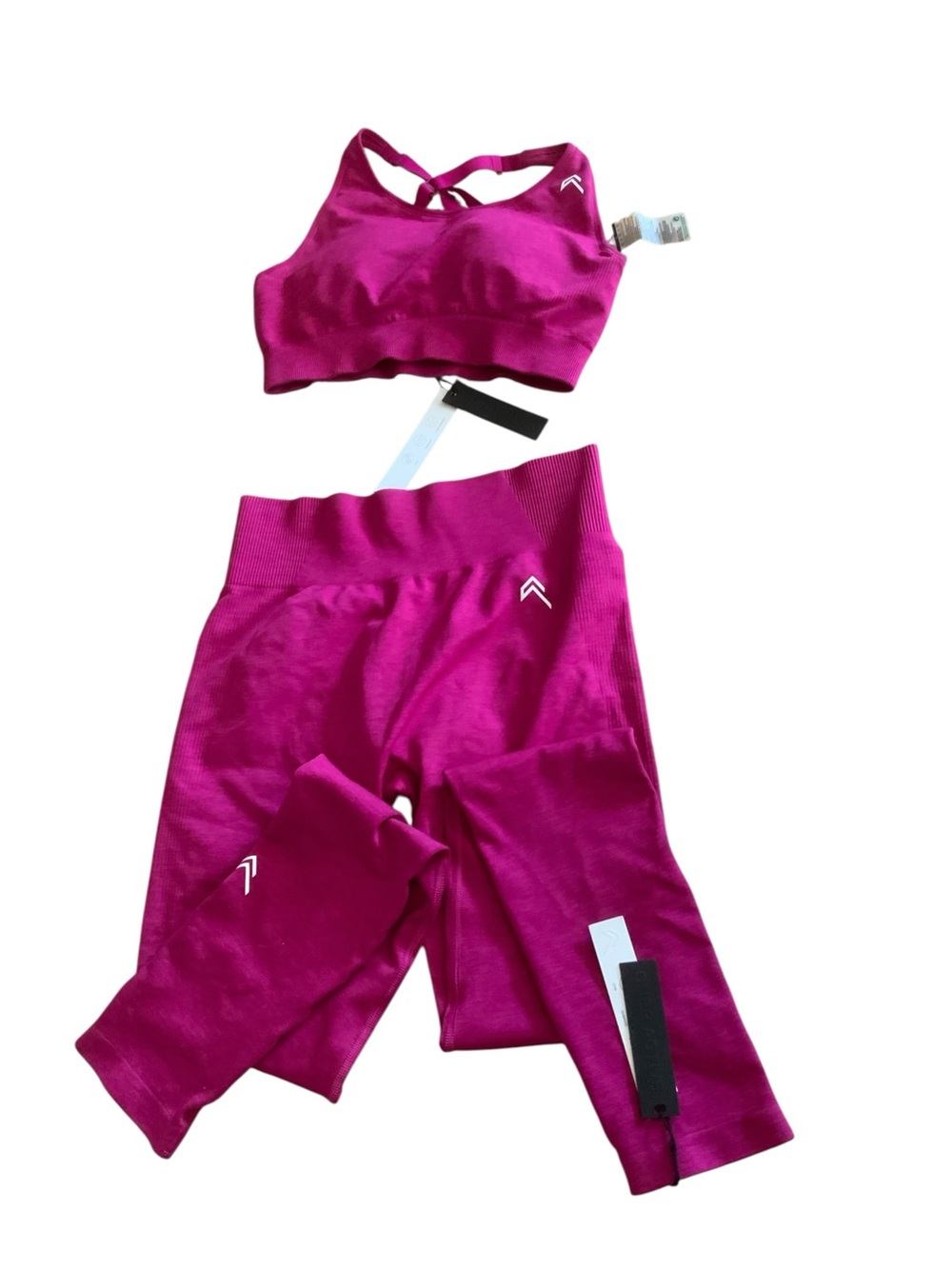 Oner Active Magenta Seamless Crisscross Sports Bra & Leggings Set XL